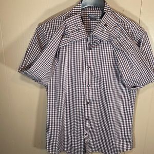 Van Heusen Flex Medium Maroon/Indigo/White Patterned Dress Shirt